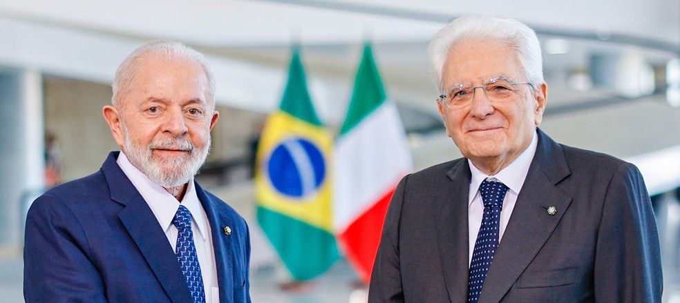 Lula com Mattarella: “Necessidade de concluir o quanto antes o acordo Mercosul-UE para que seja equilibrado e contribua para o desenvolvimento das duas regiões” — Foto: Ricardo Stuckert/PR