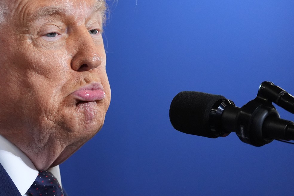 O presidente Donald Trump discursa no Rockland Community College, na sexta-feira, 22 de maio de 2026, em Suffern, Nova York — Foto: AP/Alex Brandon