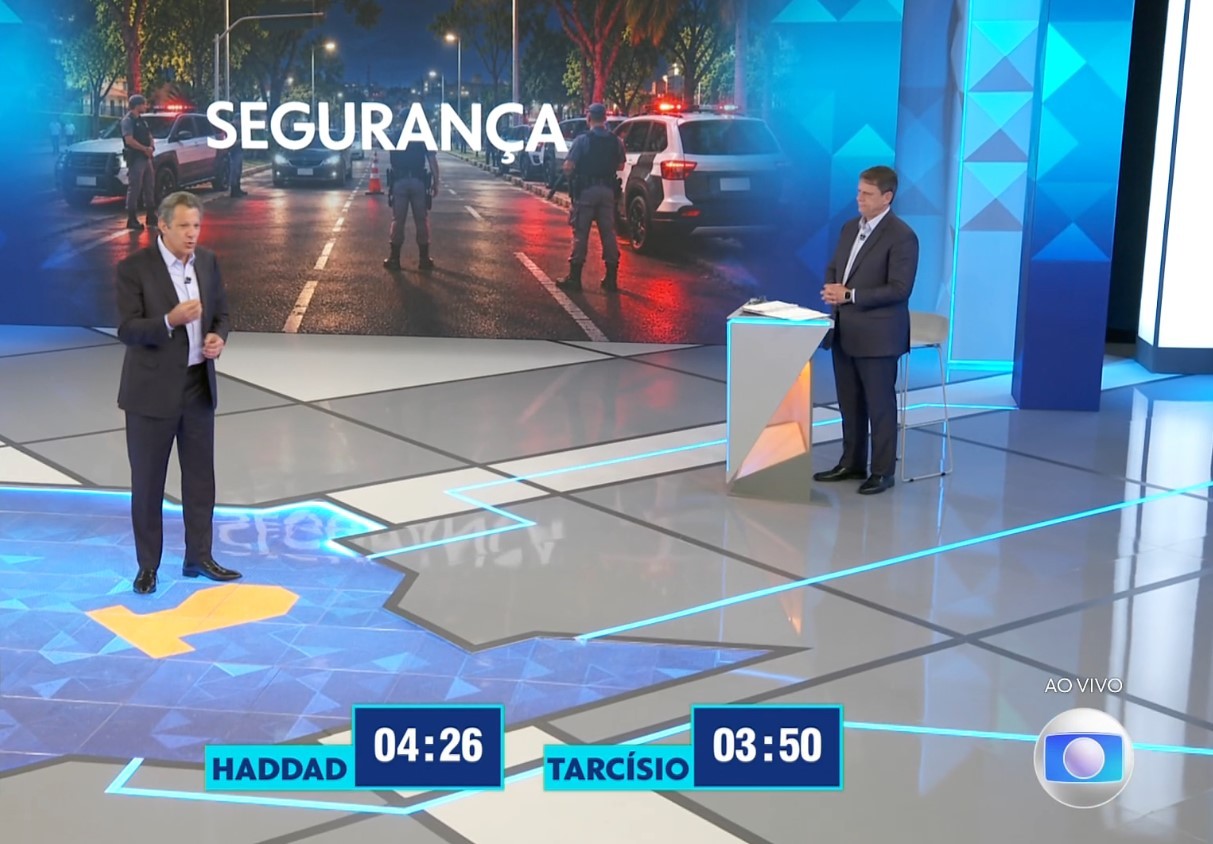 Segurança e crime organizado pautam início do debate entre Tarcísio e Haddad em SP