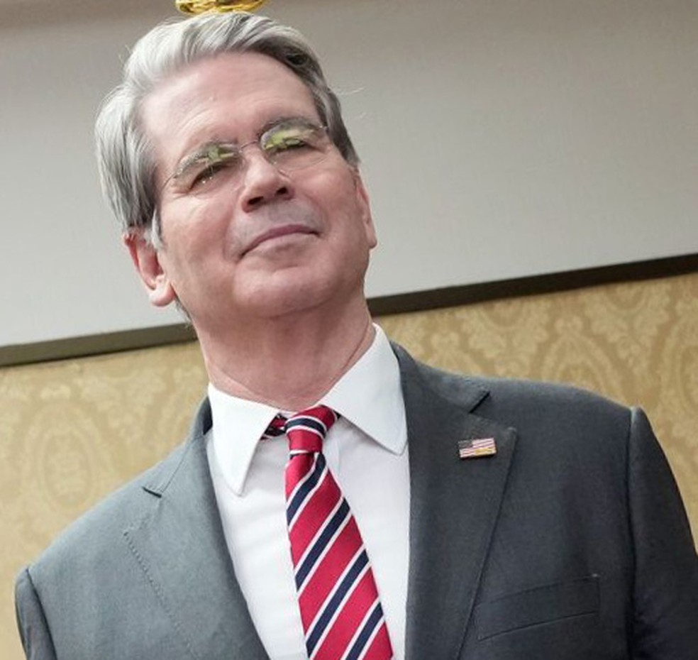 Scott Bessent, secretário do Tesouro dos EUA, em coletiva de imprensa.