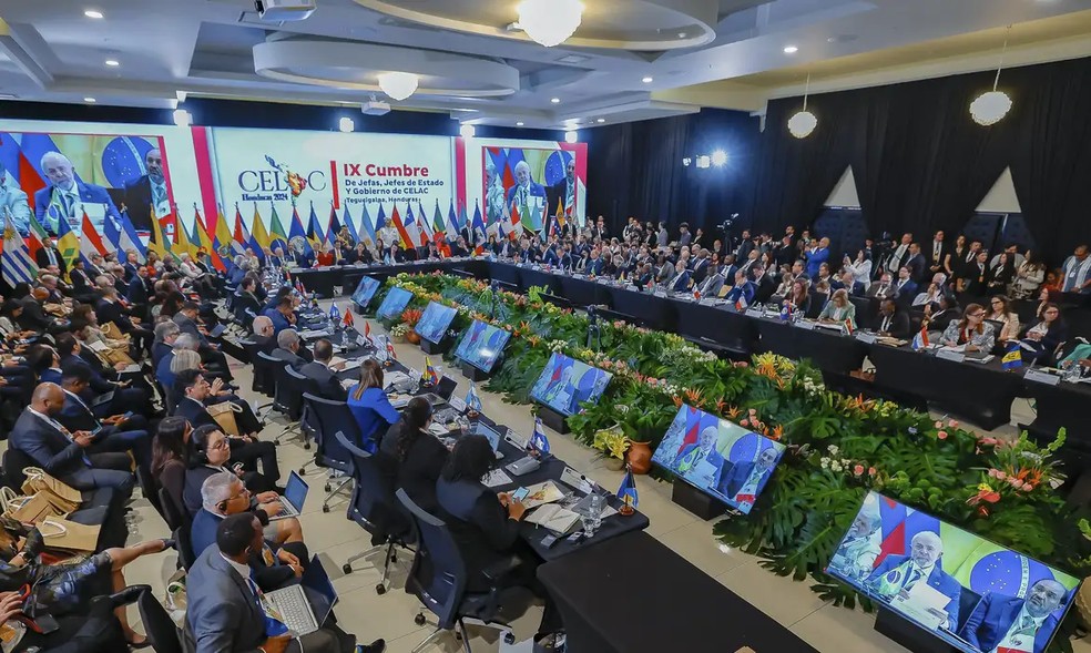 9ª Cúpula de Chefes de Estado e de Governo da Comunidade de Estados Latino-Americanos e Caribrenhos (Celac), realizada em Honduras, em abril de 2025 — Foto: Ricardo Stuckert/PR