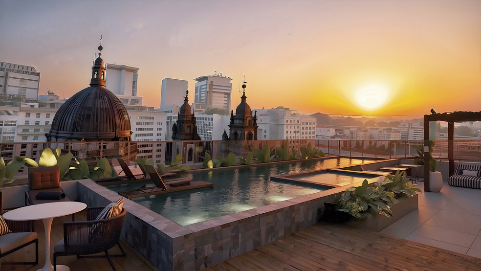 “Rooftop” do Brise Studios: edifício projetado por Lúcio Costa, inspirado no modernismo, vai passar por retrofit — Foto: FATOR REALTY/DIVULGAÇÃO