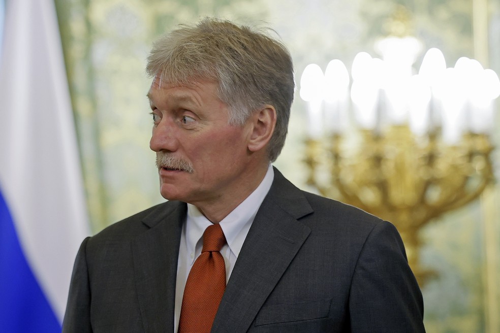 Porta-voz do Kremlin, Dmitry Peskov — Foto: Maxim Shemetov/Pool Photo via AP
