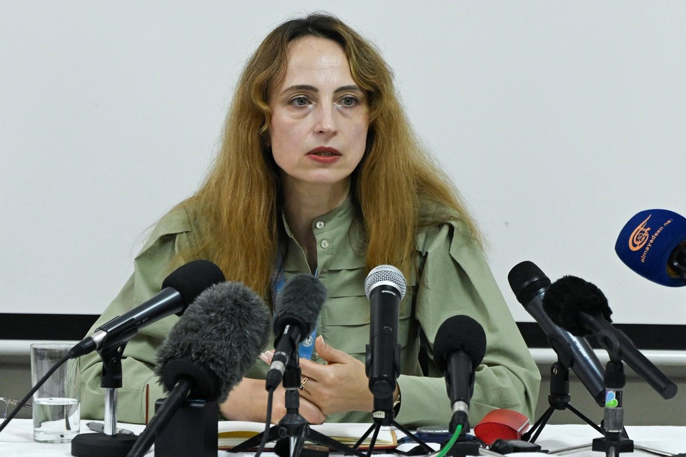Alina Dohan, UN Special Rapporteur on Human Rights, holds a press conference in Havana, Cuba - Photograph: Norlis Pérez/Reuters