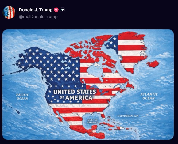 Islândia convoca embaixador dos EUA após Trump publicar mapa com a ilha sob bandeira americana