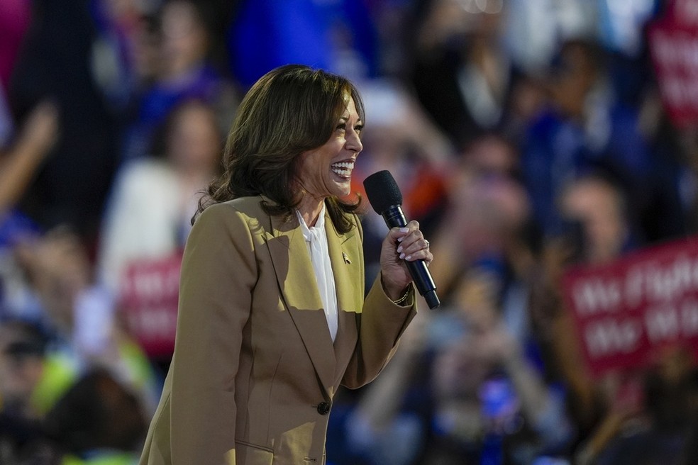  Kamala Harris, vice-presidente dos EUA e candidata democrata à presidência — Foto: Matt Rourke/AP