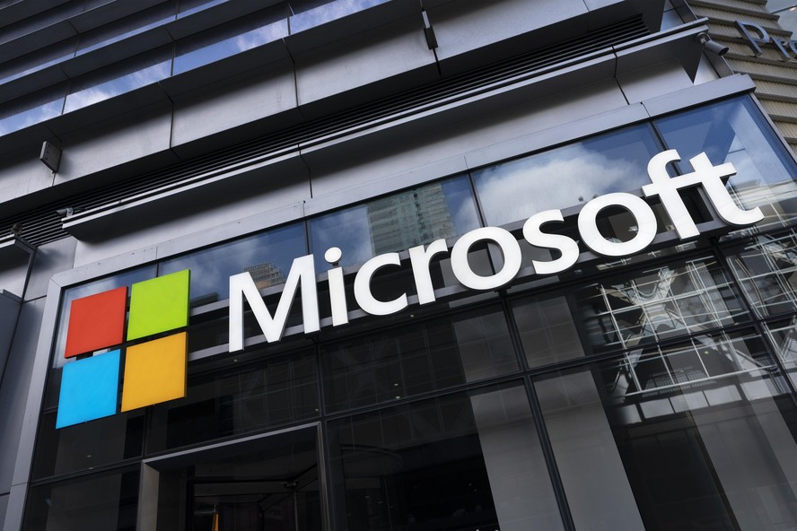 This May 6, 2021 photo shows a sign for Microsoft offices in New York.  Microsoft has unveiled the next generation of its Windows software, called Windows 11, that has a new “start menu” and other fea