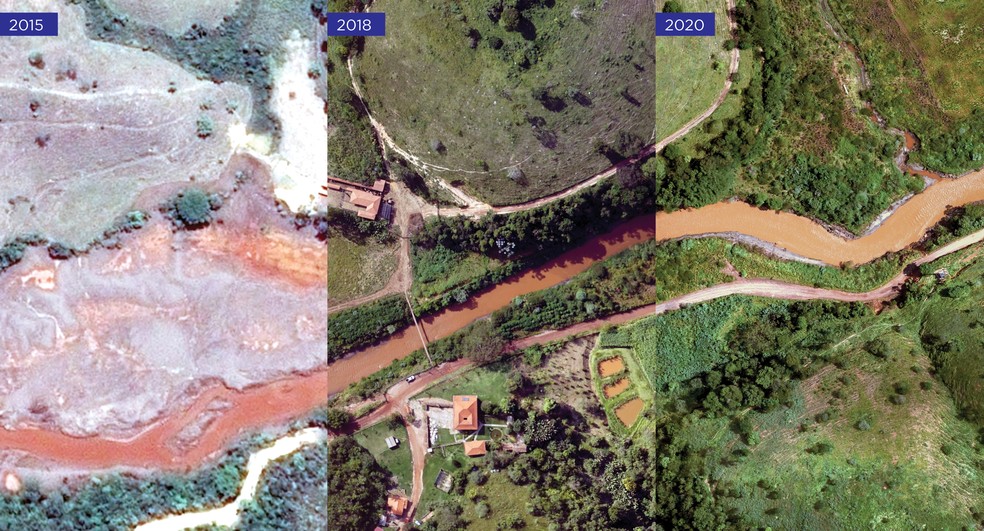 Rio Gualaxo do Norte, afluente do rio Doce e curso d’água mais atingido, recebeu ações de reparação — Foto: Divulgação