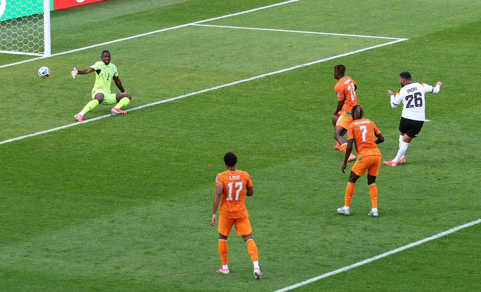 Futebol - Copa do Mundo FIFA 2026 - Grupo E - Alemanha x Costa do Marfim - Estádio de Toronto, Toronto, Canadá - 20 de junho de 2026. Deniz Undav, da Alemanha , marca o segundo gol — Foto: REUTERS/Piroschka Van De Wouw