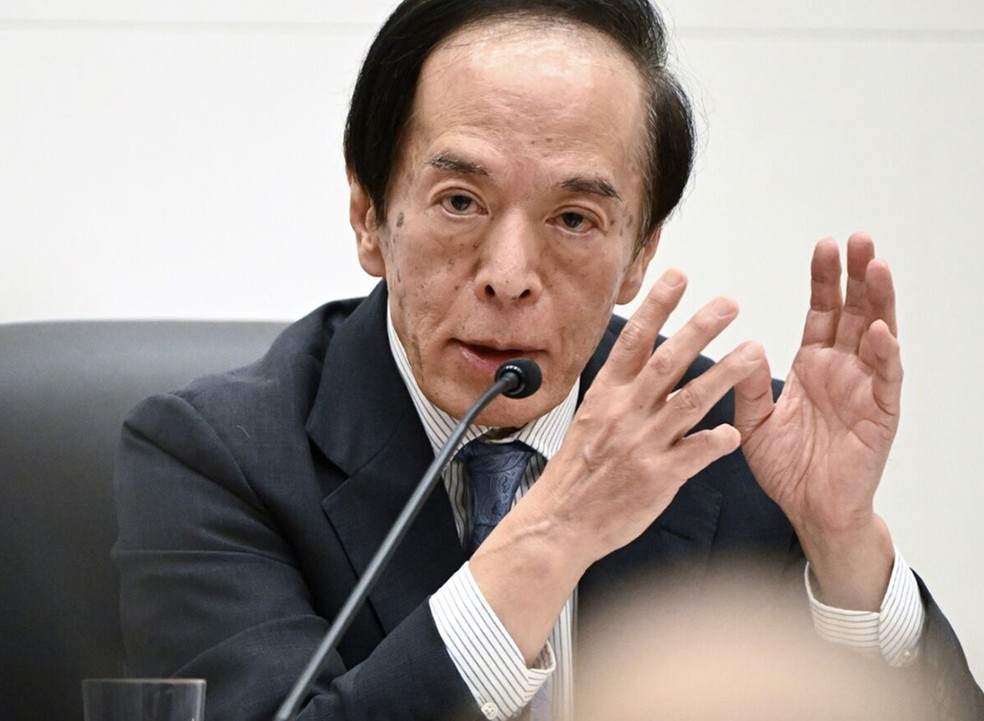 Kazuo Ueda: “Reconhecemos que [câmbio] é risco importante, que pode impulsionar inflação e afetar crescimento” — Foto: Akio Kon/Bloomberg