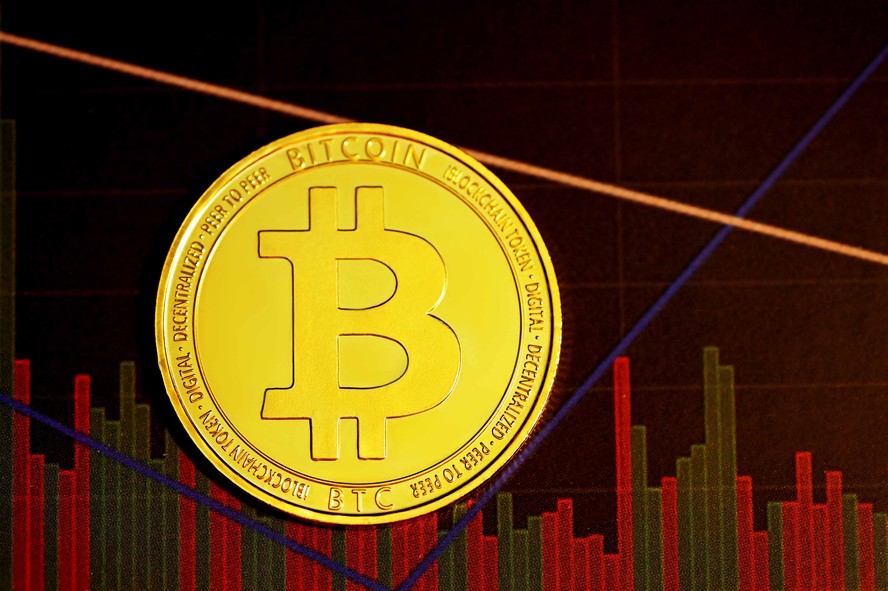 Gráfico do bitcoin em queda