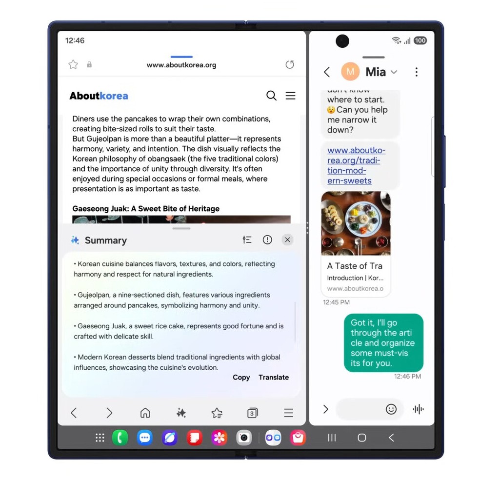 Em um único dispositivo, é possível visualizar até três janelas diferentes simultaneamente — Foto: Reprodução/Samsung