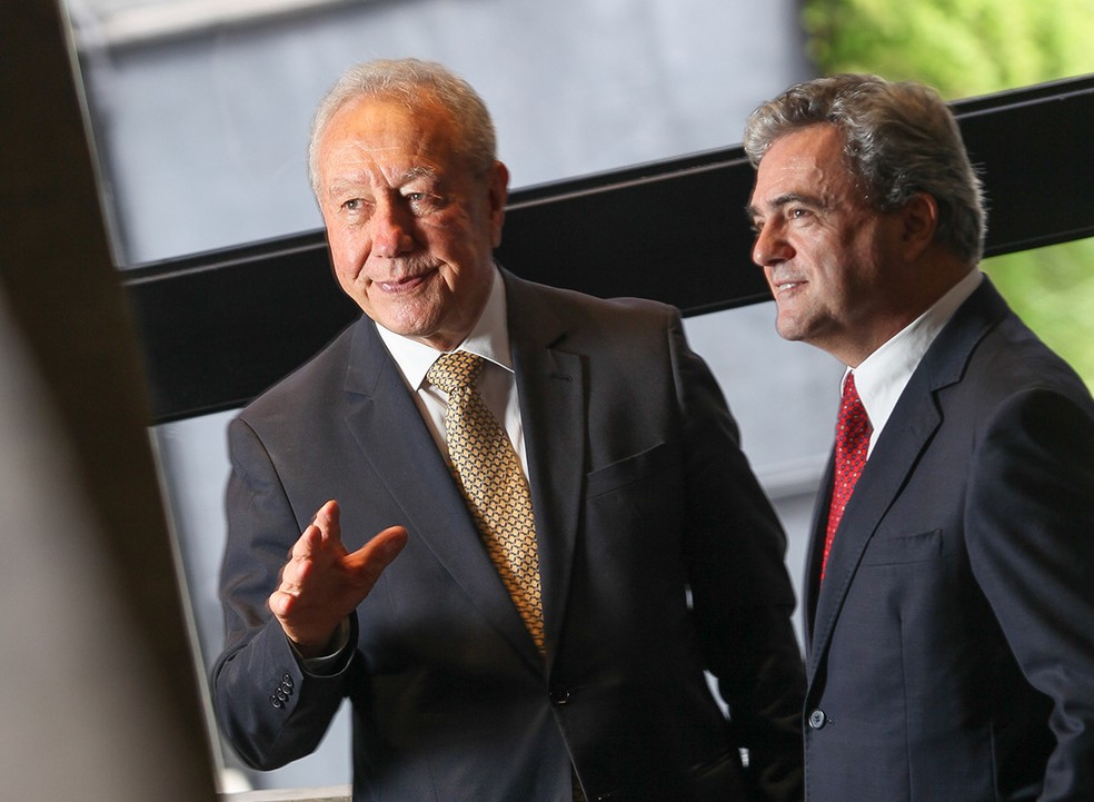 Francisco Turra (esq.), atual presidente da ABPA, e Ricardo Santin, que vai sucedê-lo a partir de abril: cenário otimista — Foto: Leonardo Rodrigues/Valor