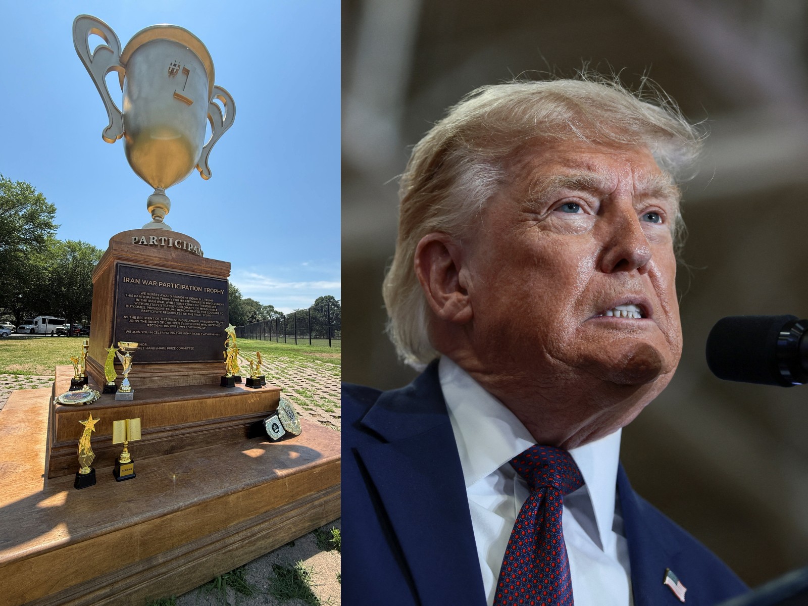 Trump recebe troféu irônico por "participação" na guerra com Irã