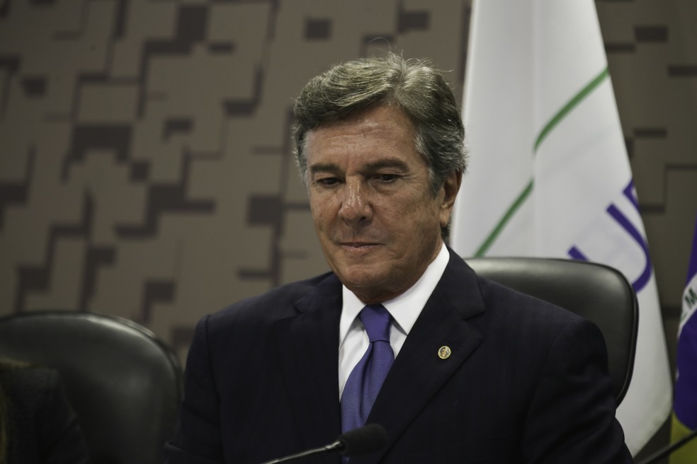 Fernando Collor, então senador, preside sessão de comissão do Senado, em agosto de 2017 — Foto: Fabio Rodrigues Pozzebom/Agência Brasil