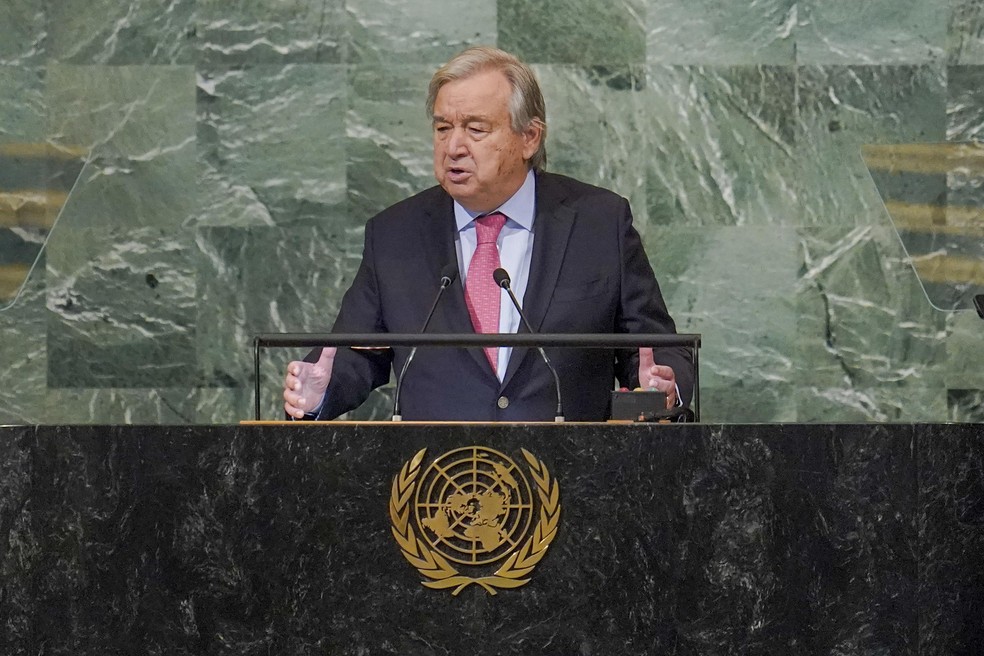 Secretário-geral das Nações Unidas, António Guterres — Foto: Mary Altaffer/AP