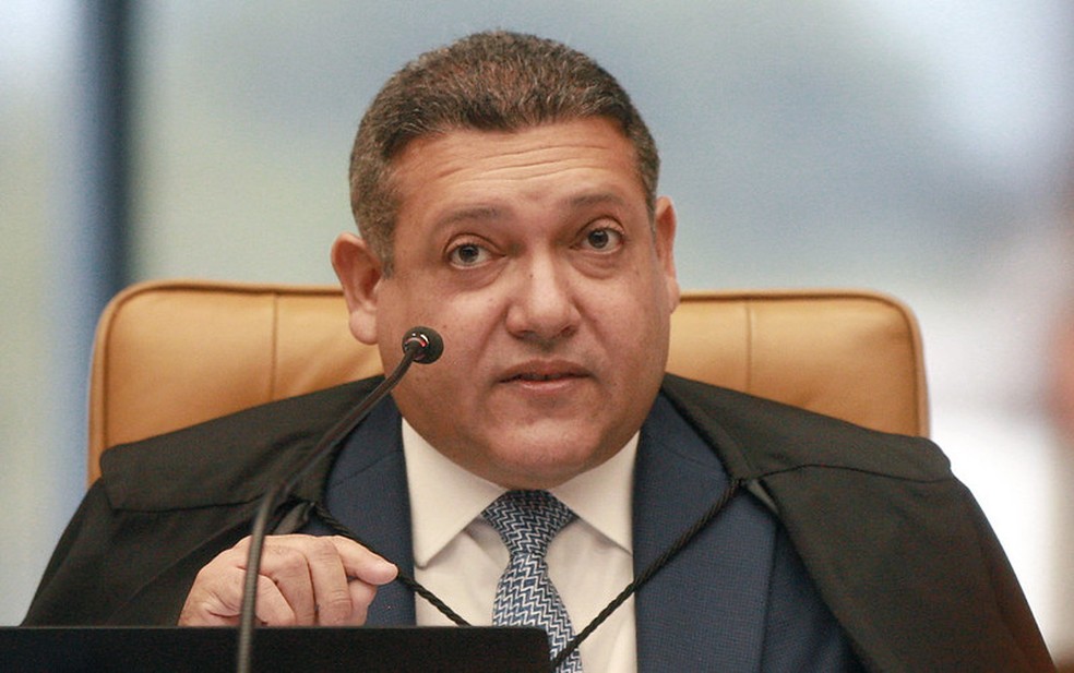 Ministro Nunes Marques durante sessão plenária do STF — Foto: Nelson Jr./SCO/STF