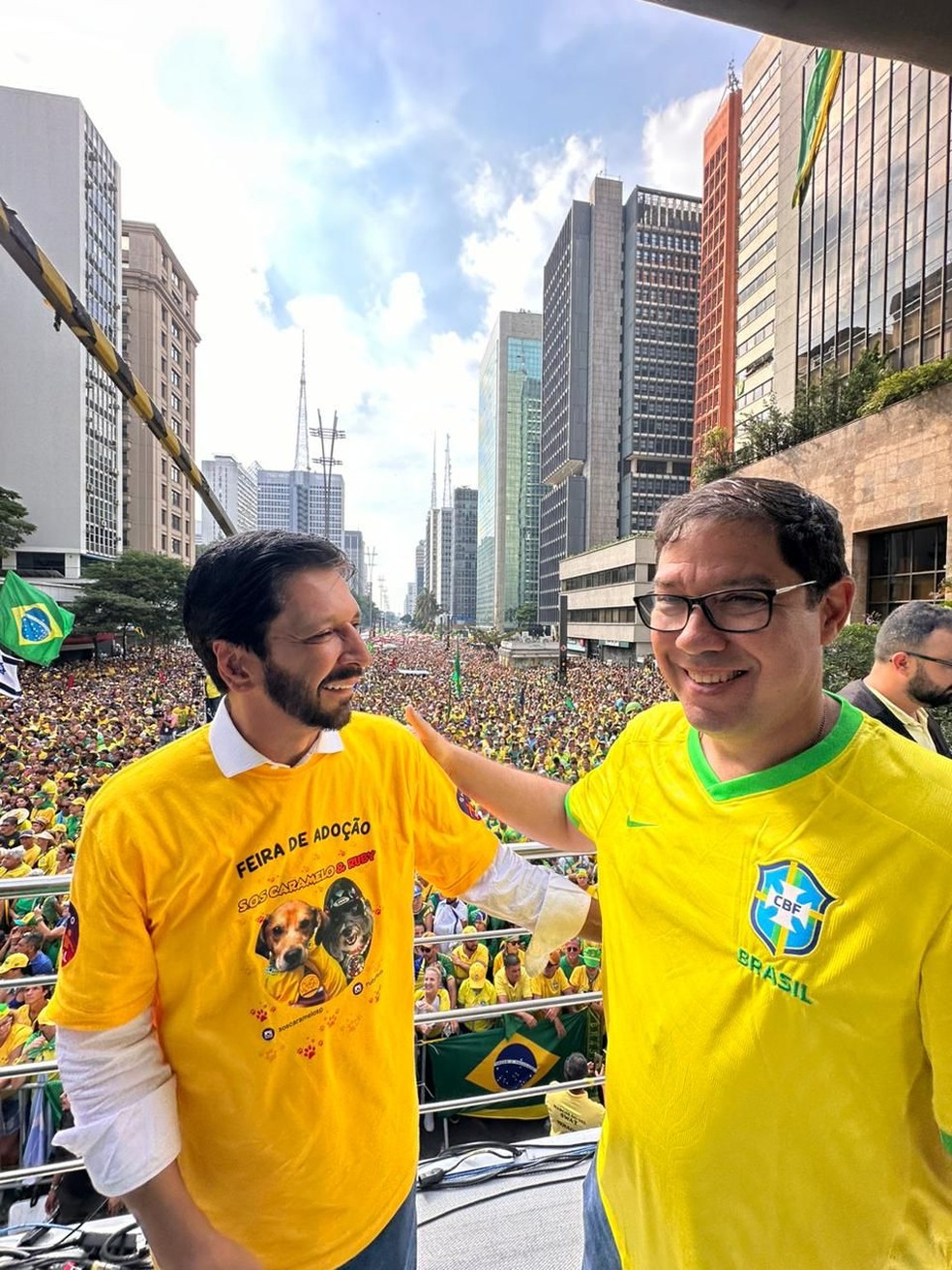 Prefeito de São Paulo, Ricardo Nunes participa de ato de Jair Bolsonaro na Paulista — Foto: Divulgação