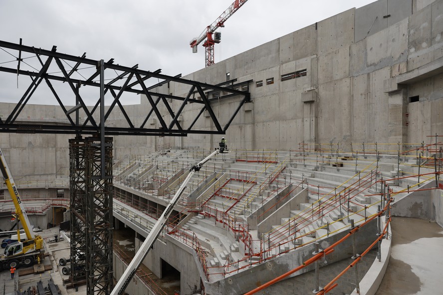 O canteiro de obras da Porte de La Chapelle Arena para os Jogos Olímpicos de Paris 2024, visto na segunda-feira, 23 de janeiro de 2023, em Paris.