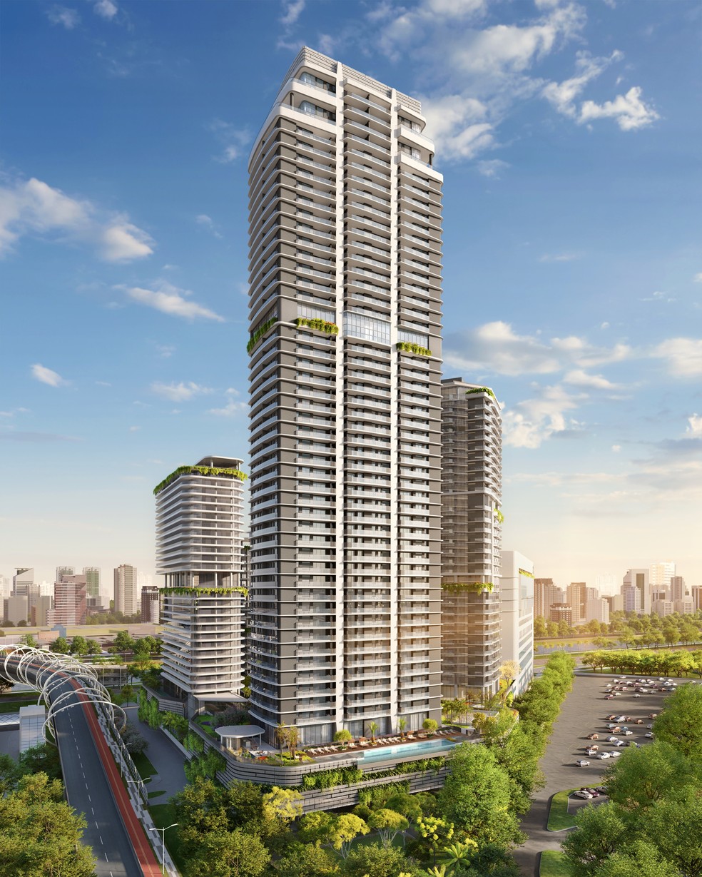 Torre residencial PG Residences, no Parque Global: apartamentos com 173 metros de altura — Foto: ENX INCORPORADORA/DIVULGAÇÃO