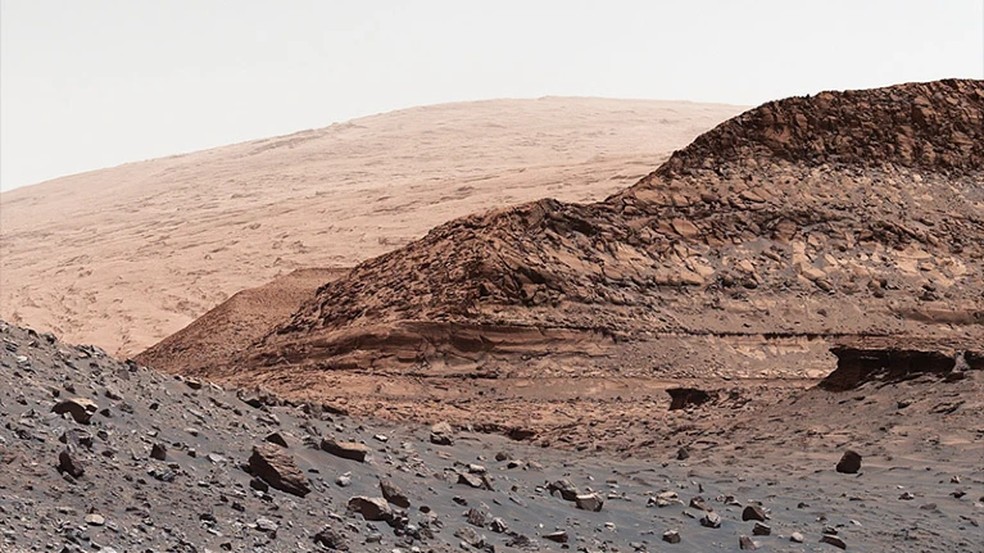 Rochas em Paraitepuy Pass em Marte — Foto: NASA/JPL-Caltech/MSSS