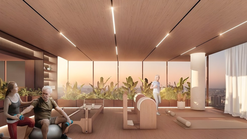 Vitacon Sênior oferecerá serviços de saúde “pay-per-use”, como personal, fisioterapeuta e cuidadores, operados pela plataforma Housi — Foto: VITACON/DIVULGAÇÃO