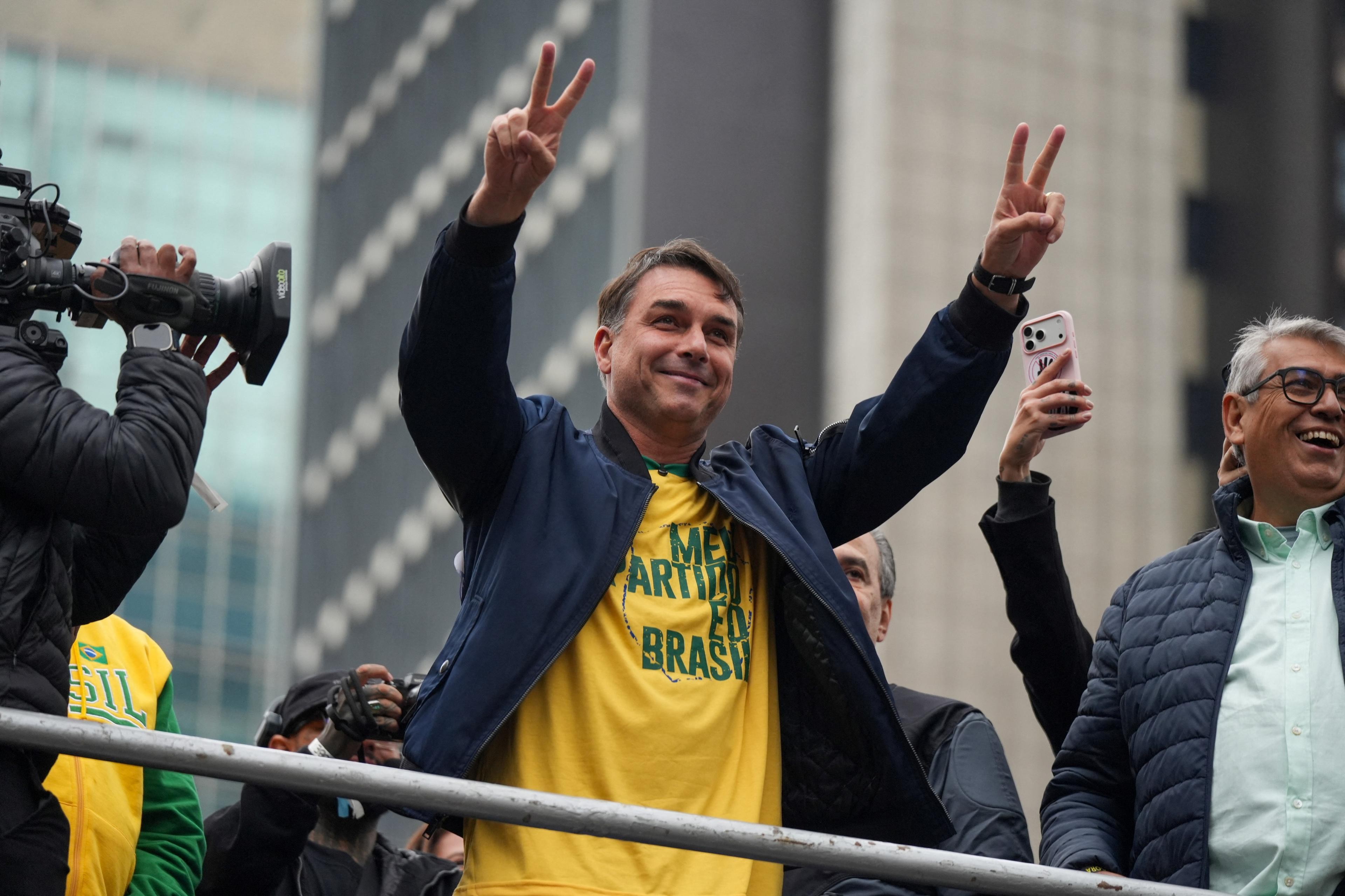 Ato na Paulista e resultado da Quaest alimentam otimismo entre aliados de Flávio Bolsonaro - Foto