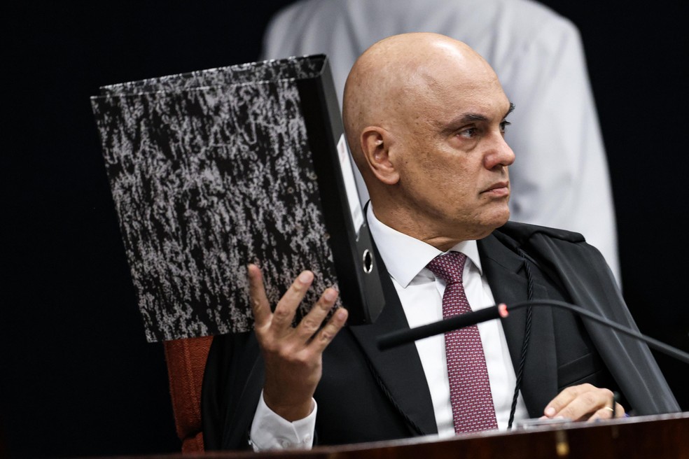 Ministro Alexandre de Moraes durante sessão na Primeira Turma do Supremo Tribunal Federal (STF) — Foto: Marcelo Camargo/Agência Brasil