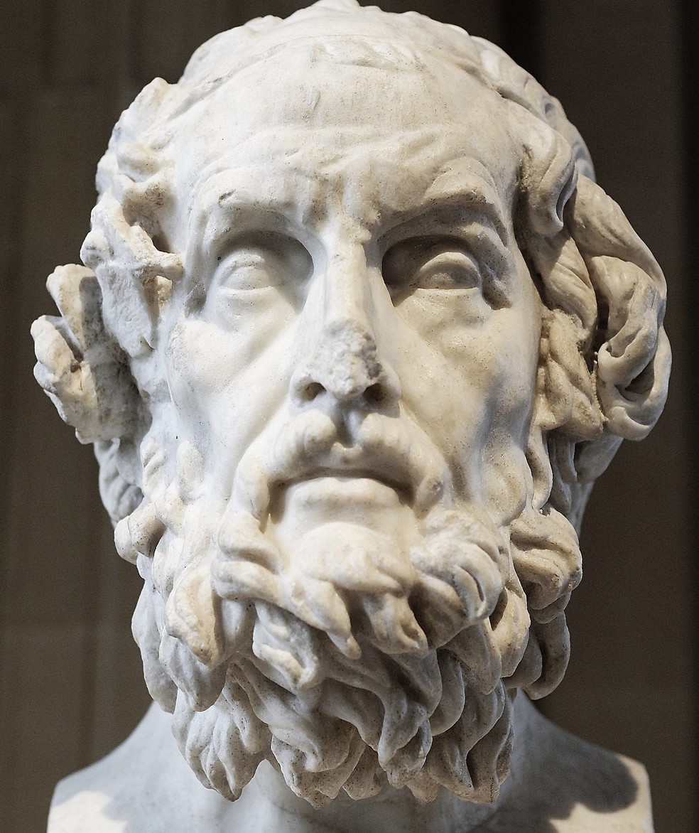 Cópia romana do século II de obra grega do século II a.C. de suposta aparência de Homero — Foto: Marie-Lan Nguyen/Wikipedia