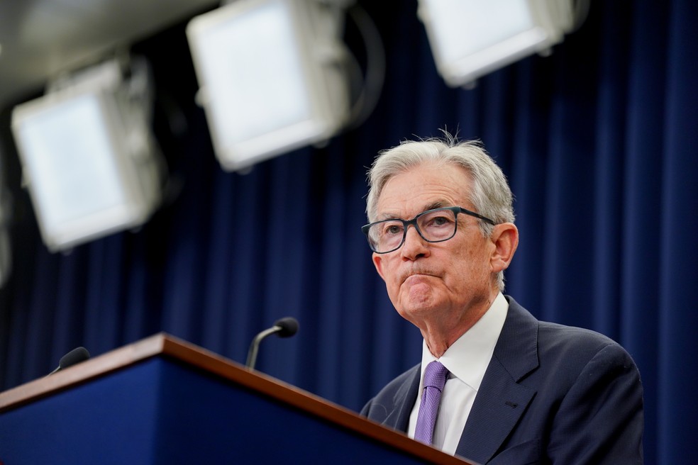 Jerome Powell, Chairman of the Federal Reserve (Fed), during a press conference — Photo: Al Drago/Bloomberg