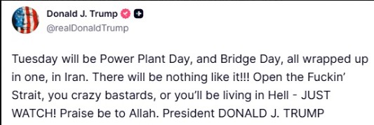 Trump ameaça atacar infraestrutura do Irã na terça-feira e diz que piloto resgatado está 'gravemente ferido'