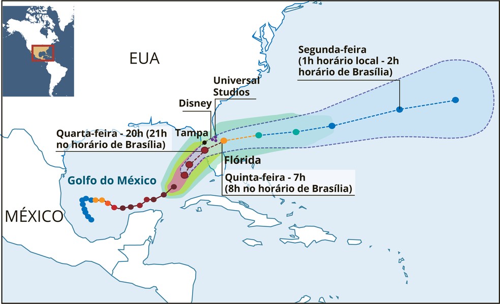 Por onde o furacão Milton vai passar — e o que há no caminho dele ...