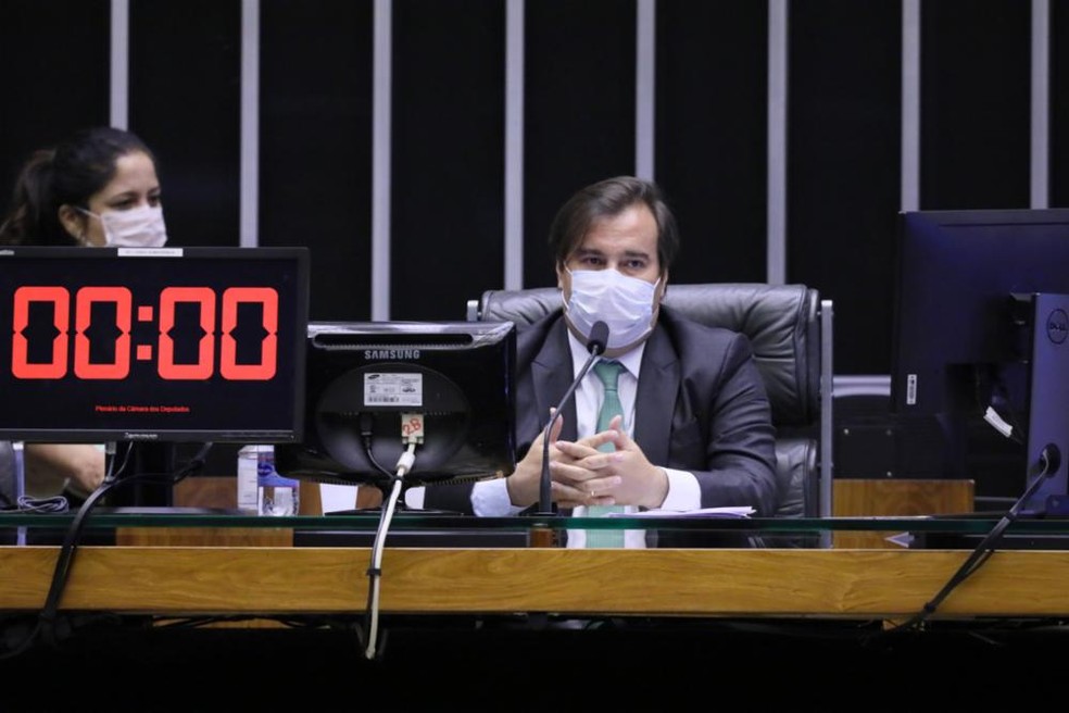 Presidente da Câmara, Rodrigo Maia, durante votação da PEC do "Orçamento de Guerra" — Foto: Najara Araujo/Câmara dos Deputados