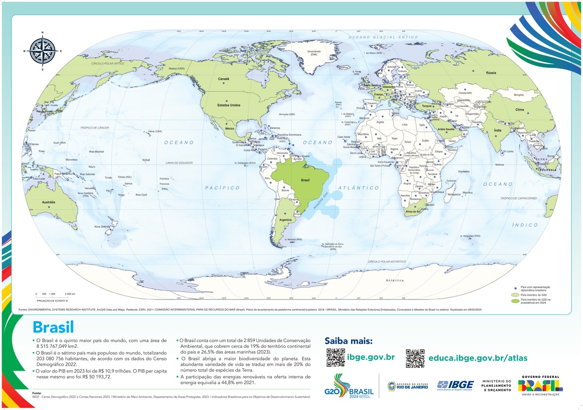 Novo mapa-múndi do ibge com brasil no centro da terra volta a ser vendido por r$ 10