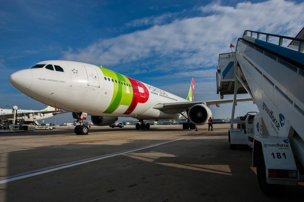 Aeronave Airbus da TAP — Foto: Mario Proenca/Bloomberg