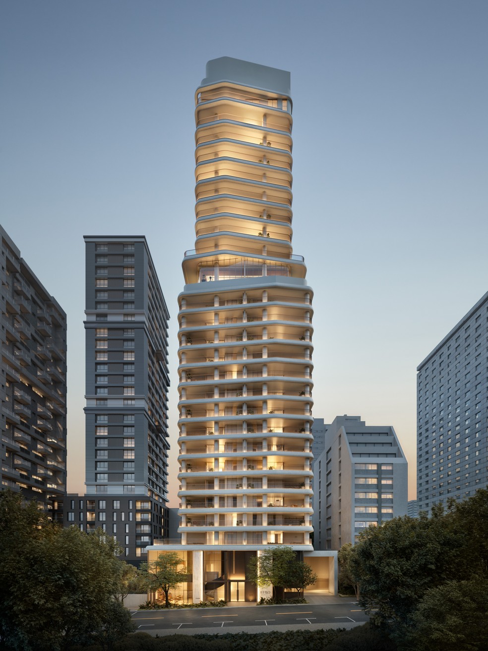 Assinadas pela LW Design, fachadas do Etmo Jardins sofreram influência de outros projetos realizados na Europa e em Dubai — Foto: PLAENGE/DIVULGAÇÃO