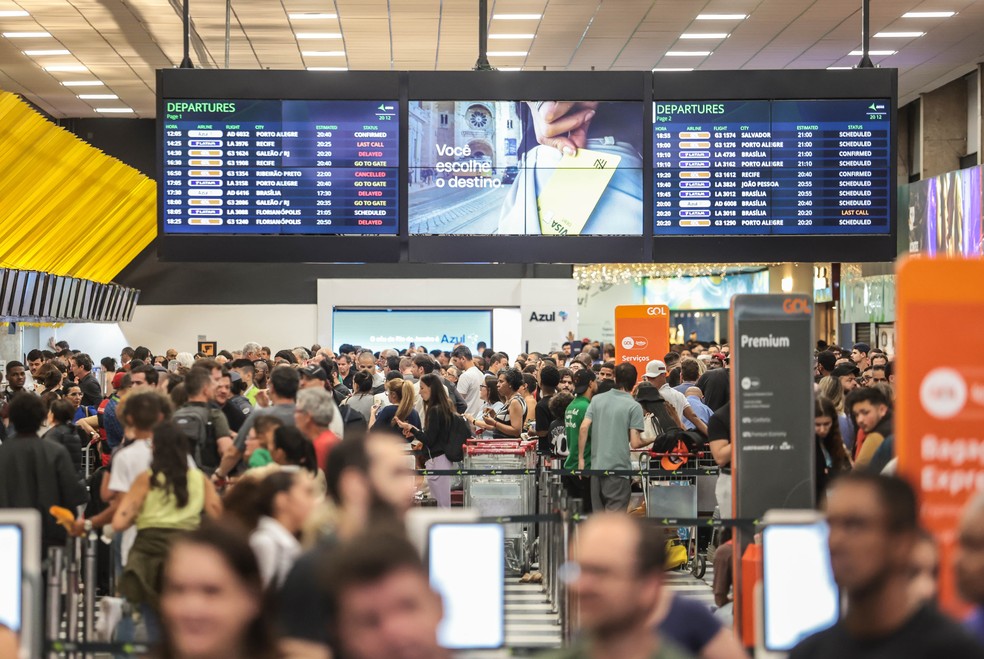 Congonhas airport is full due to flight cancellations on Wednesday — Photo: Paulo Pinto/Agência Brasil