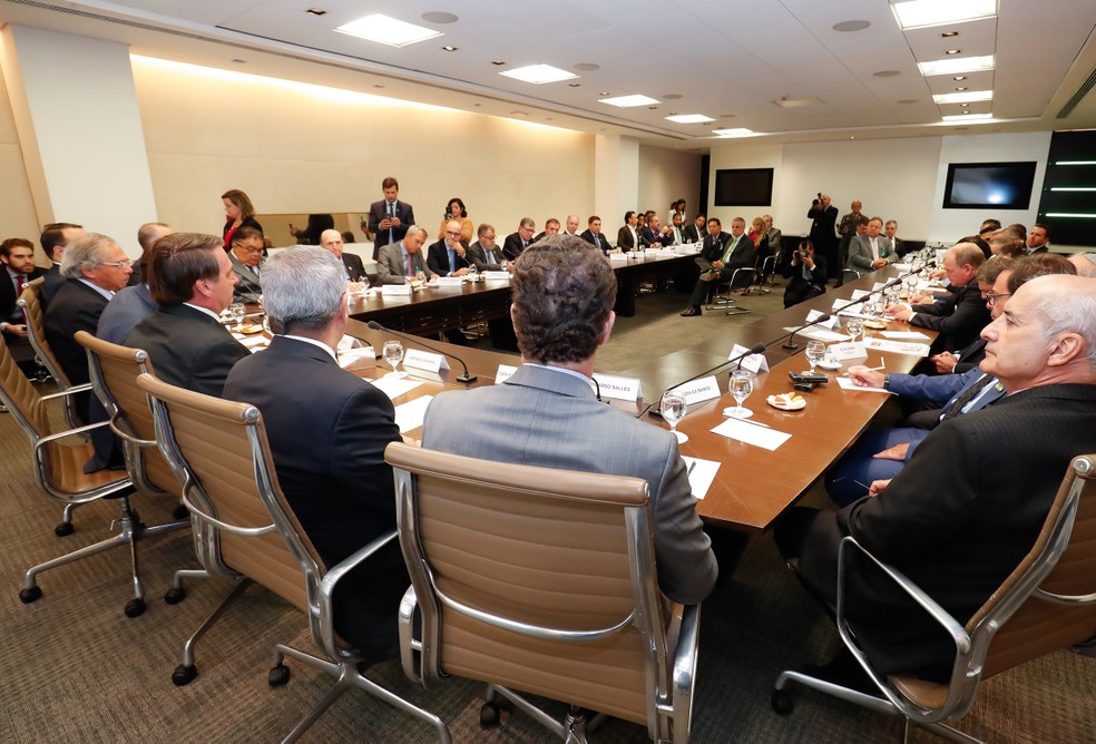 Almoço de Bolsonaro com empresários na Fiesp reuniu seis ministros e 40 executivos e acionistas de grandes empresas — Foto: Alan Santos/PR
