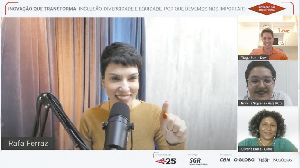 Live comandada por Rafa Ferraz e participação de Tiago Betti, Priscila Siqueira e Silvana Bahia — Foto: Reprodução