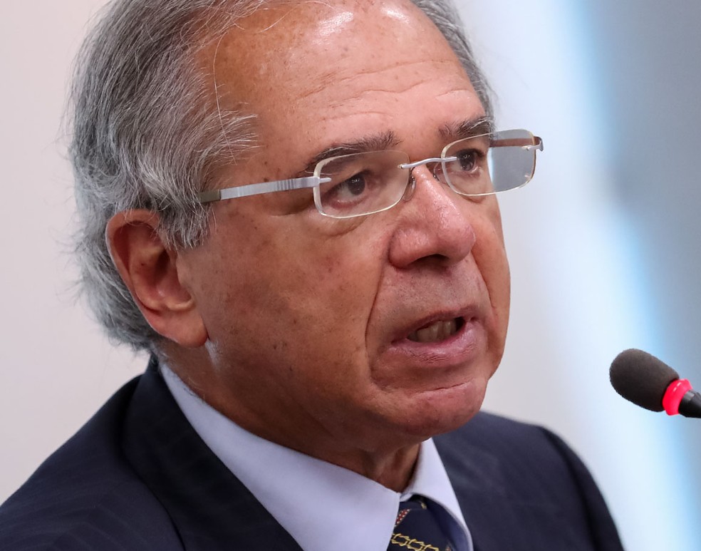 O ministro Paulo Guedes: relator desistiu de apresentar texto este ano porque “conturbação está grande” — Foto: Marcos Corrêa/PR