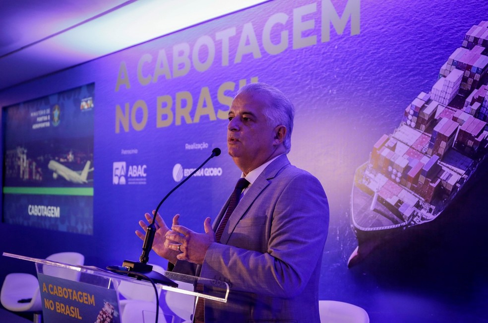Ministro Márcio França na abertura do seminário ‘O crescimento da economia e a importância da cabotagem na matriz de transporte brasileira – perspectivas e desafios’ — Foto: Eduardo Uzal