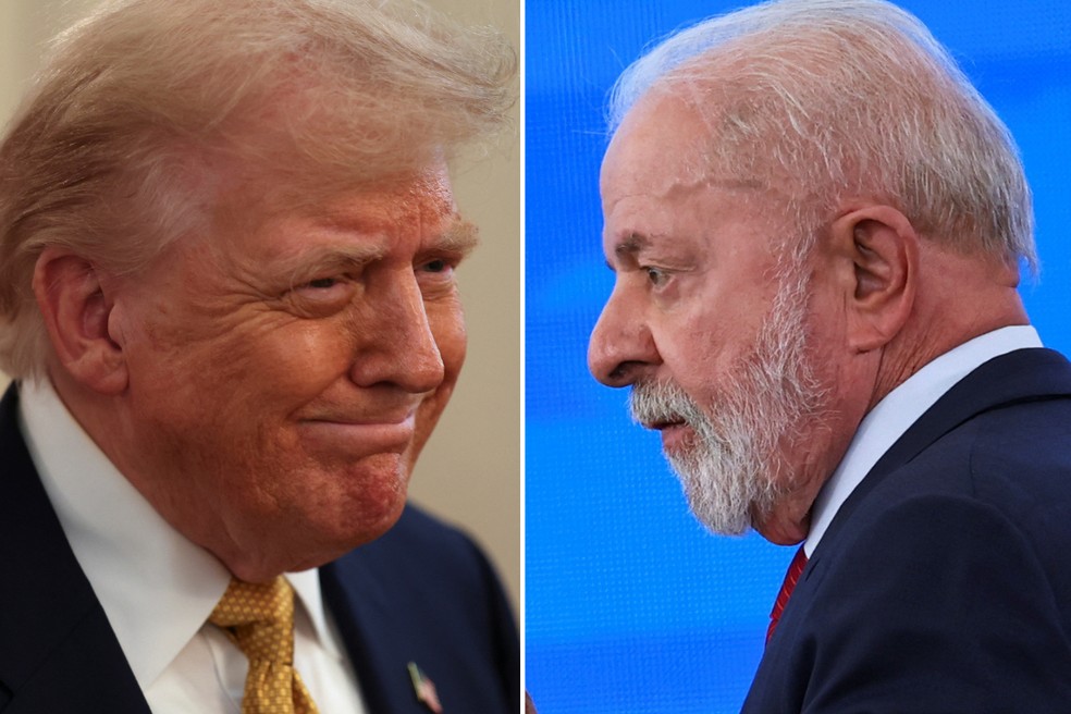 Presidente dos Estados Unidos Donald Trump e presidente brasileiro Luiz Inácio Lula da Silva — Foto: Umit Bektas e Adriano Machado/Reuters