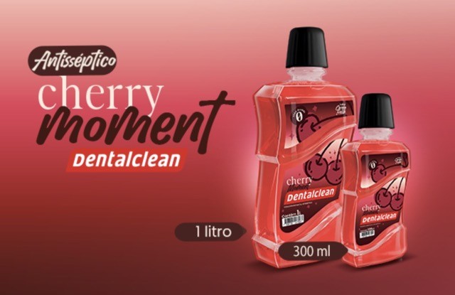Dentalclean amplia linha Cherry Moment com antisséptico bucal de 1 litro e sabor exclusivo de cereja