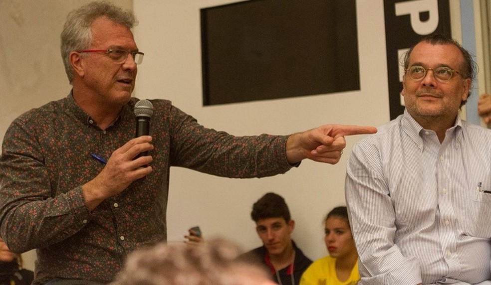 Pedro Bial e Gustavo Franco, em evento na Festa Literária de Paraty (Flip), que ocorreu no início do mês — Foto: Divulgação