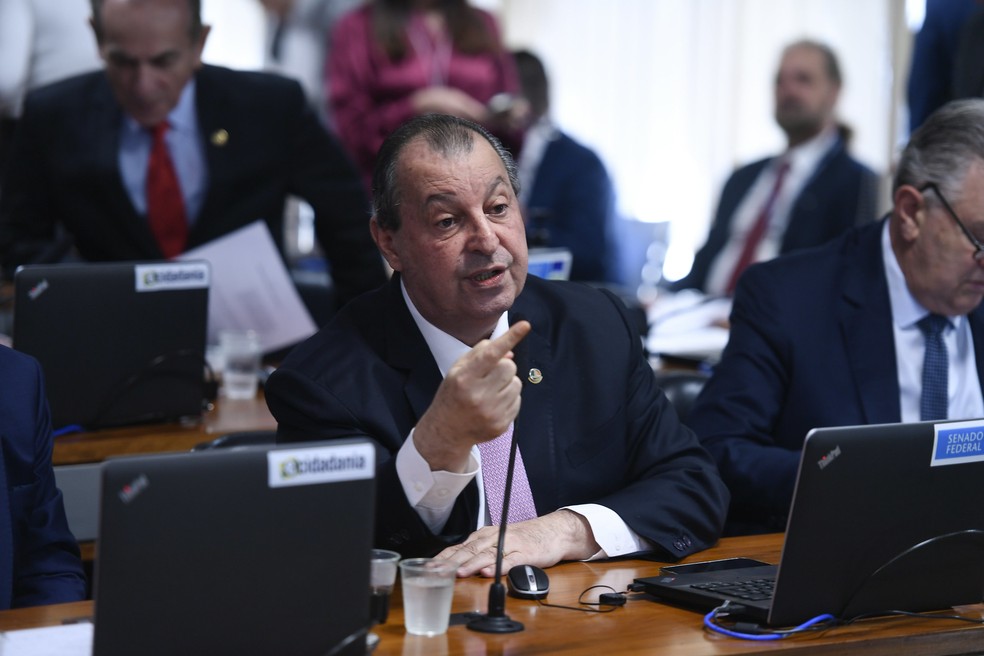 Senador Omar Aziz (PSD-AM), relator do novo arcabouço fiscal no Senado — Foto: Edilson Rodrigues/Agência Senado