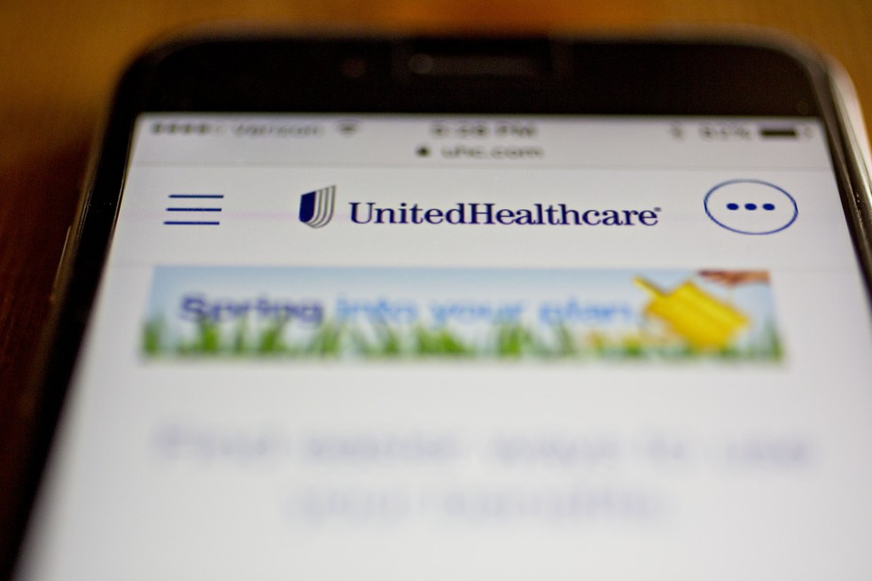 Site da UnitedHealthcare, cujo CEO, Brian Thompson, foi assassinado no dia 3 de dezembro de 2024 — Foto: Andrew Harrer/Bloomberg