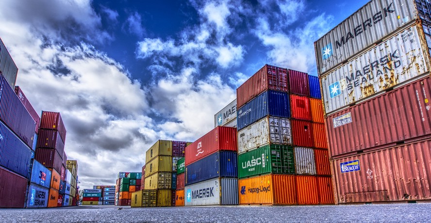 Porto, container, exportação, importação, balança, comercial, navio