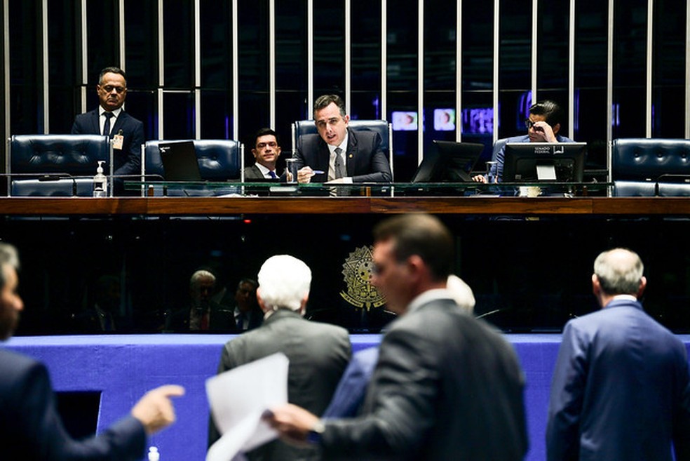 Sessão do Senado Federal, presidida por Rodrigo Pacheco — Foto: Pedro França/Agência Senado
