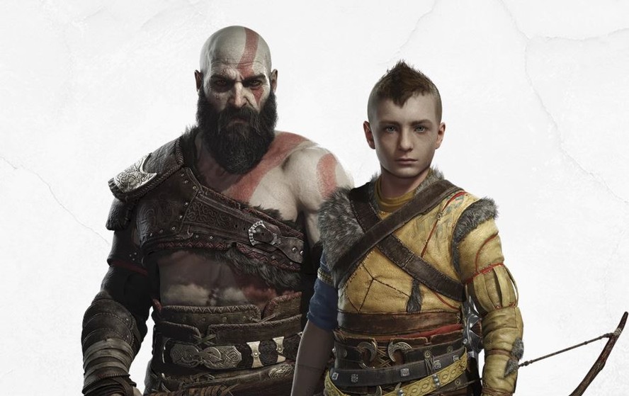 Kratos e Atreus, os protagonistas de God of War (2018) e God of War Ragnarök (2022)