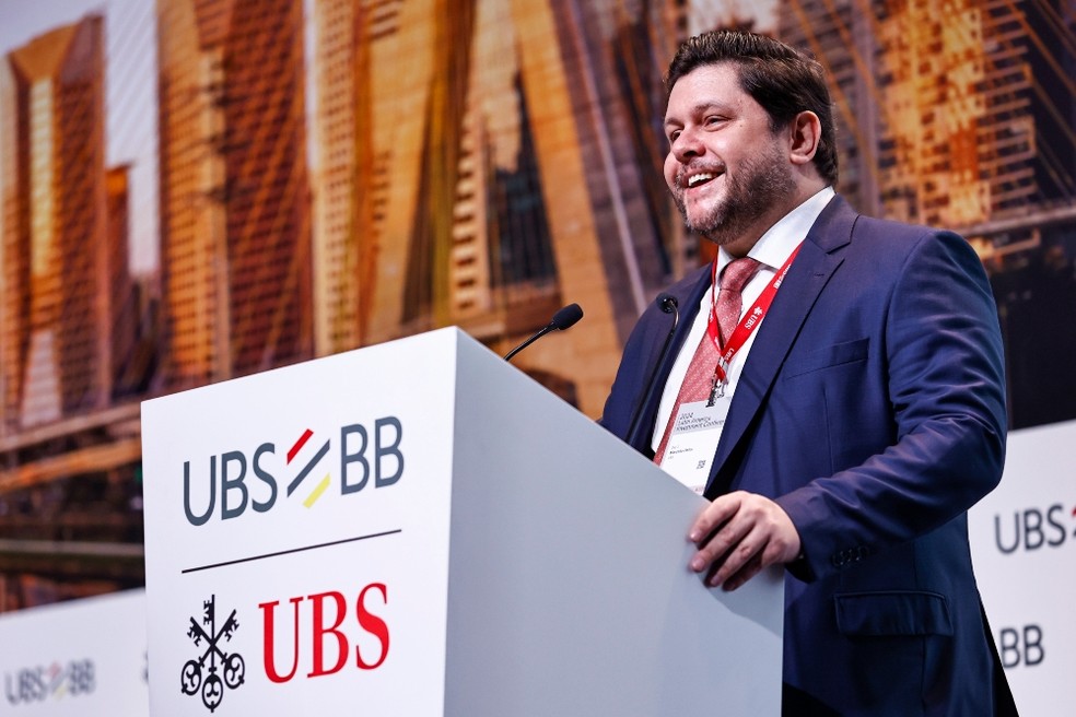 Marcello Chilov, Head de Global Wealth Management LatAm do UBS e CEO do Credit Suisse Brasil, em fala de abertura da LAIC 2024. — Foto: Marcelo Pereira /Divulgação